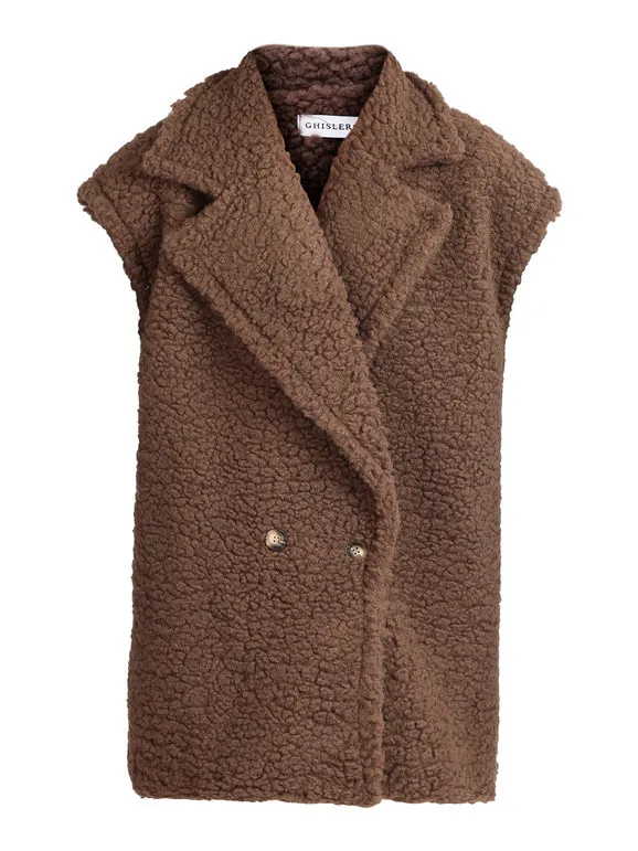 Ghisleri Chaqueta de peluche sin mangas para mujer
