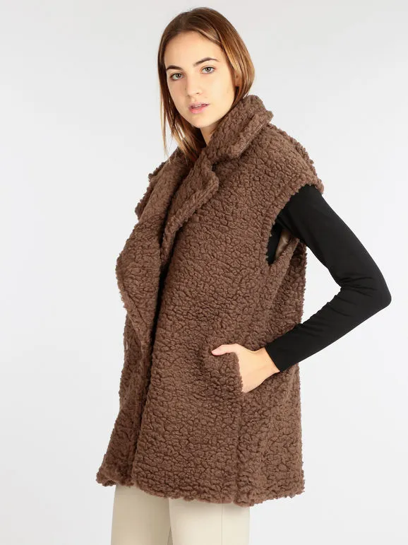 Ghisleri Chaqueta de peluche sin mangas para mujer