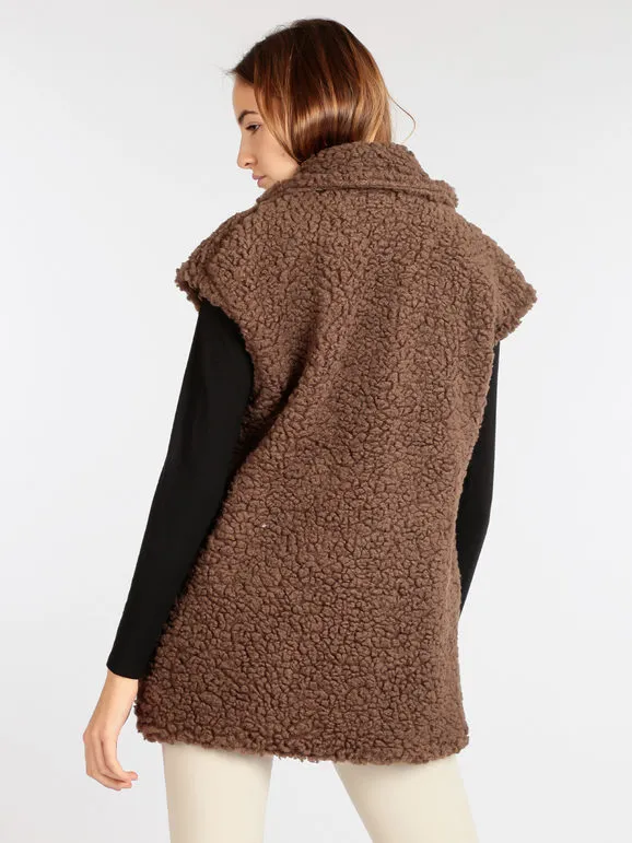 Ghisleri Chaqueta de peluche sin mangas para mujer
