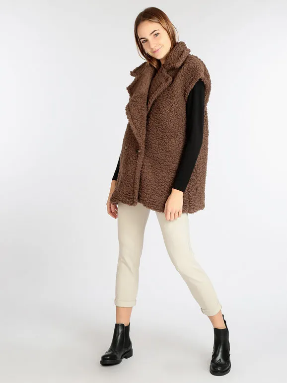 Ghisleri Chaqueta de peluche sin mangas para mujer