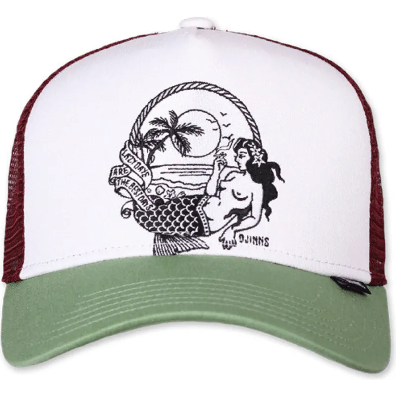 Gorra trucker blanca, roja y verde Lazy Mermaid HFT de Djinns