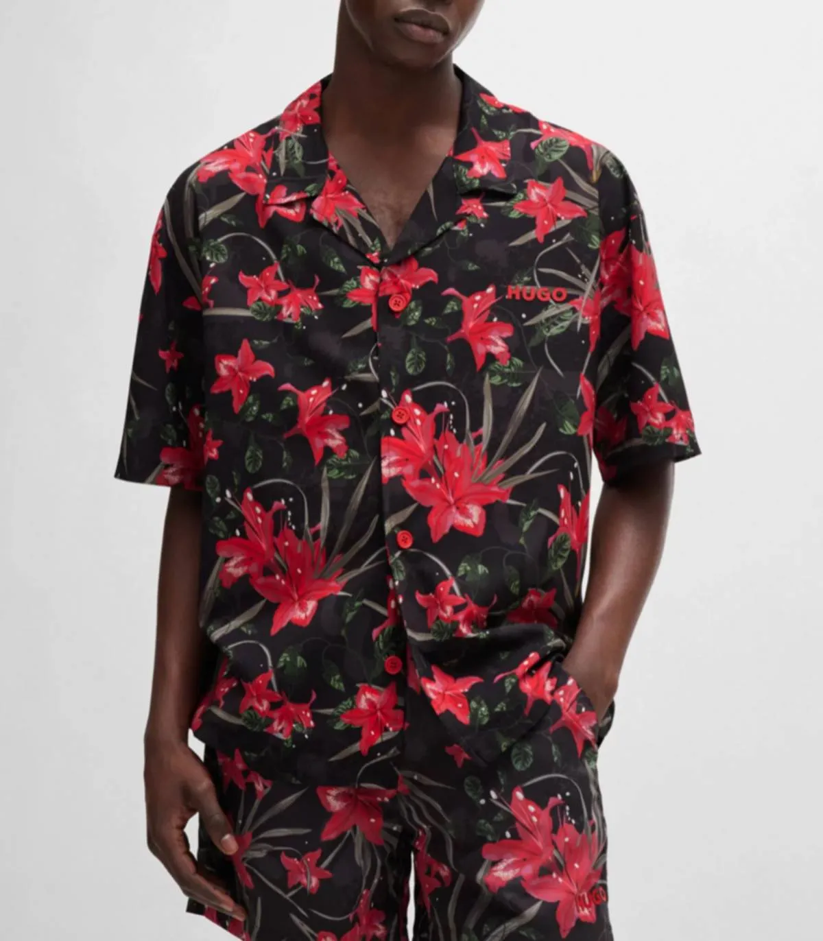 HUGO BOSS  CAMISA PARA HOMBRE ESTAMPADA  BEACH SHIRT RELAXED