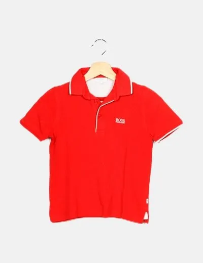 Hugo Boss Polo rojo detalle logo