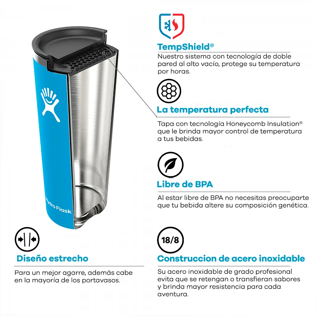 HYDRO FLASK TUMBLER Vaso térmico con tapa Tumbler Lid  de 473 ml/16 oz