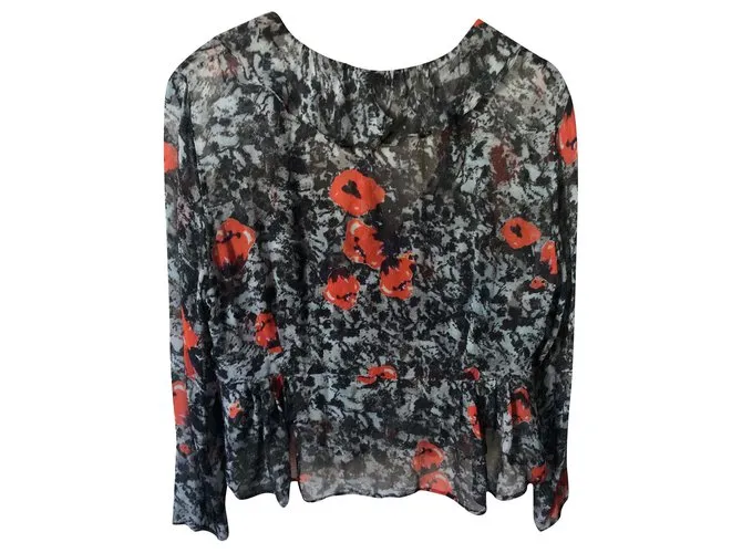 IRO top Venecia estampado azul y rojo T. 40 Roja 