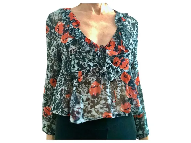 IRO top Venecia estampado azul y rojo T. 40 Roja 