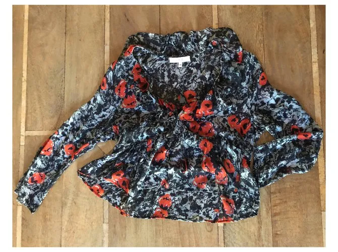 IRO top Venecia estampado azul y rojo T. 40 Roja 