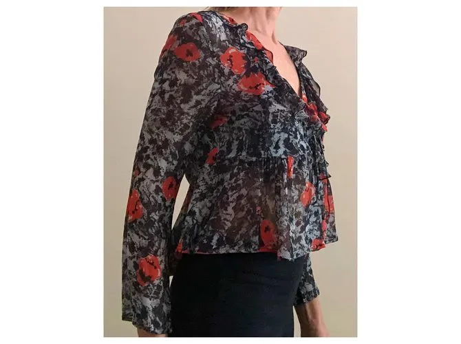 IRO top Venecia estampado azul y rojo T. 40 Roja 