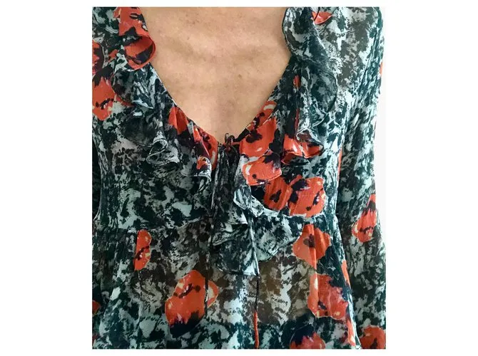 IRO top Venecia estampado azul y rojo T. 40 Roja 
