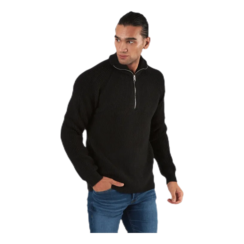 Jack & Jones Ivy Knit Half Zip Black