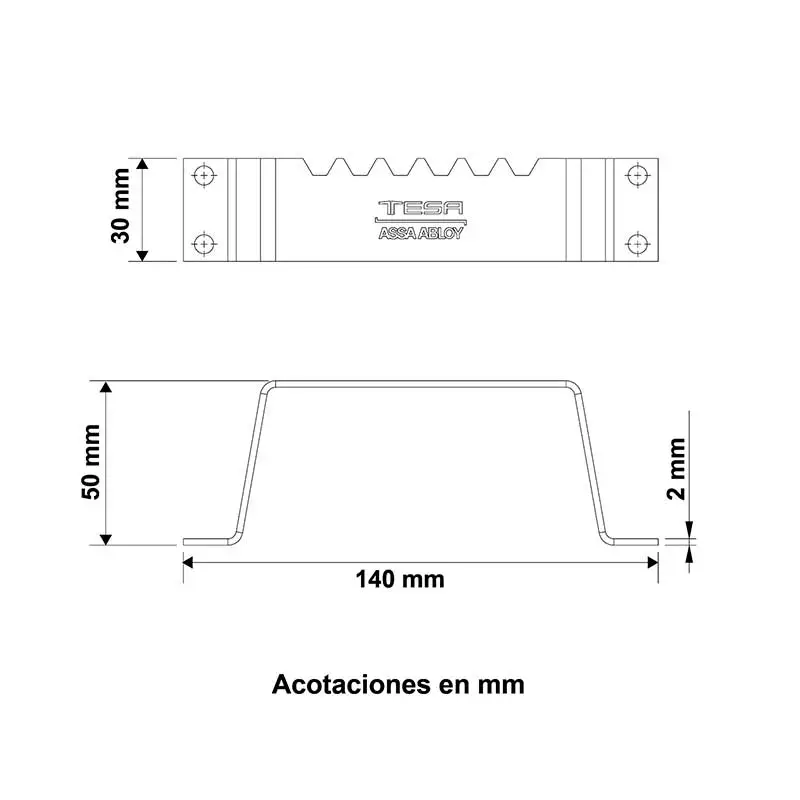 JALADERA PARA PUERTA TIPO PIE TESA FP100 ACERO INOX