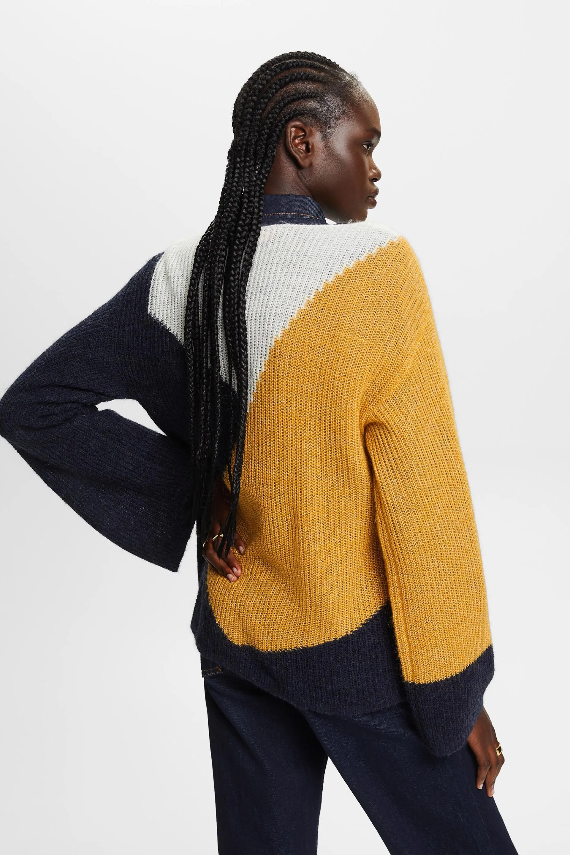 Jersey con bloques de color, mezcla de lana