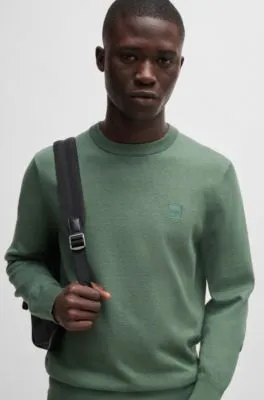 Jersey con cuello redondo de algodón y cashmere con logo