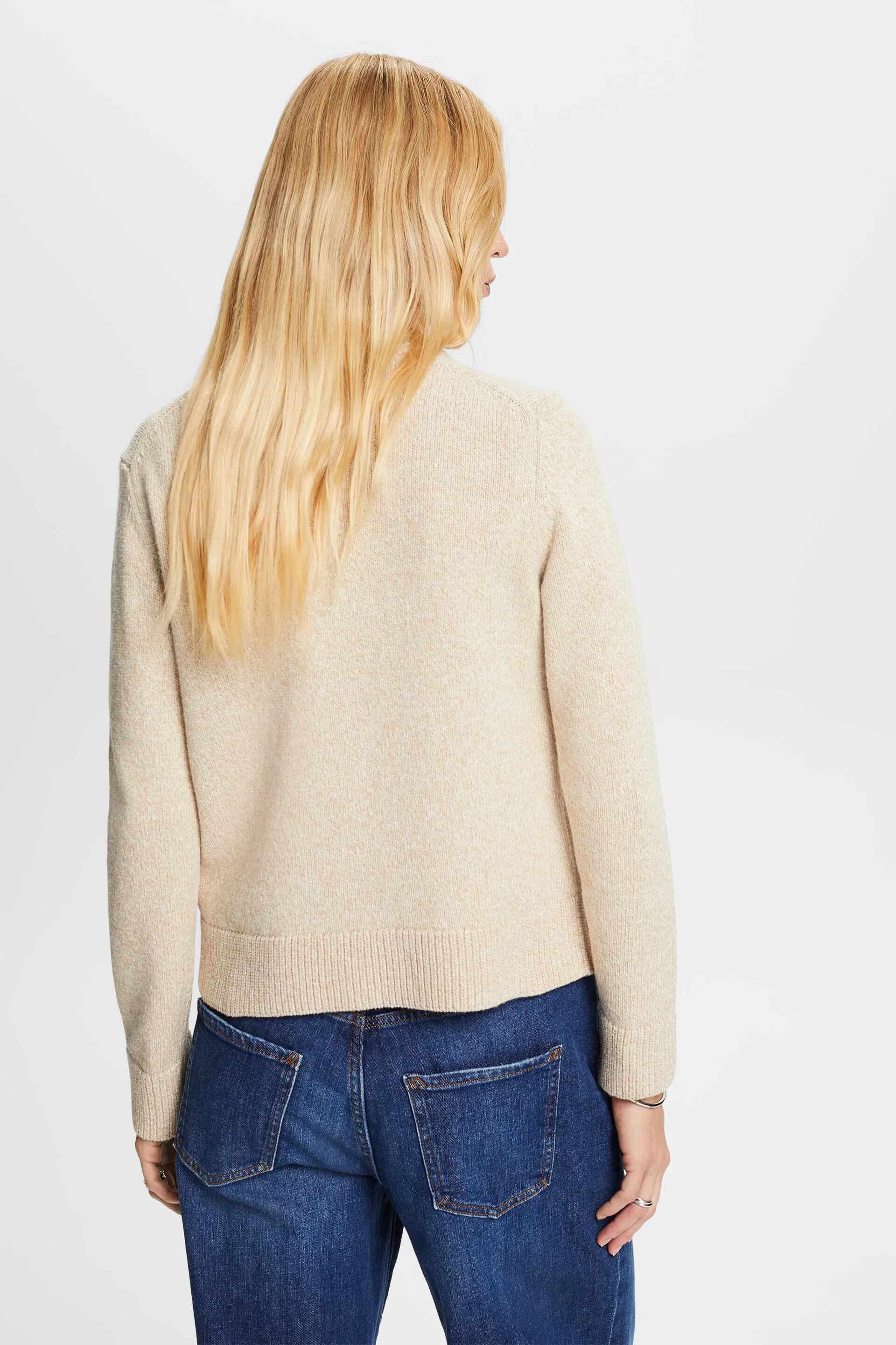 Jersey con cuello redondo, mezcla de lana