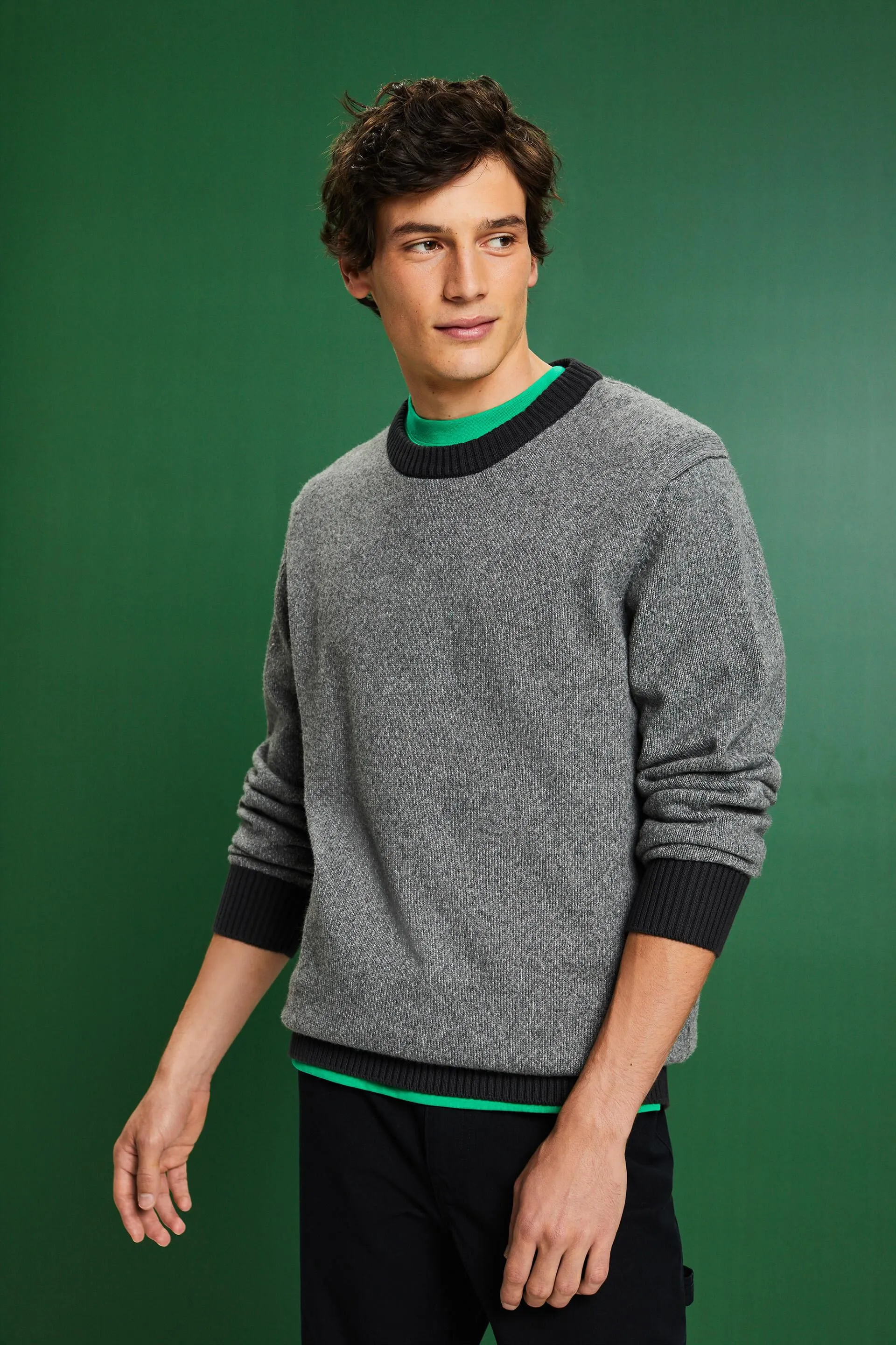 Jersey de cuello redondo en mezcla de lana