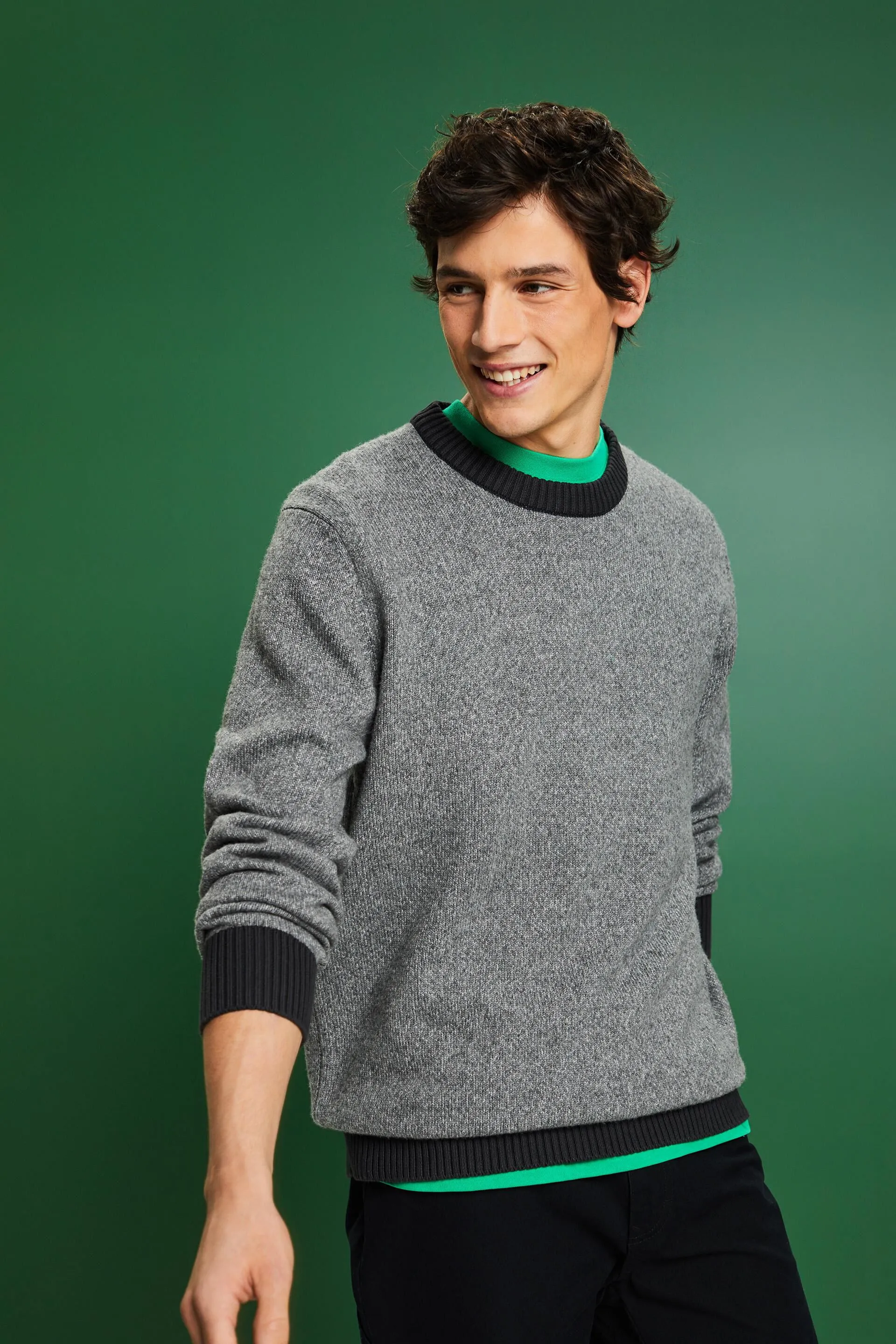 Jersey de cuello redondo en mezcla de lana