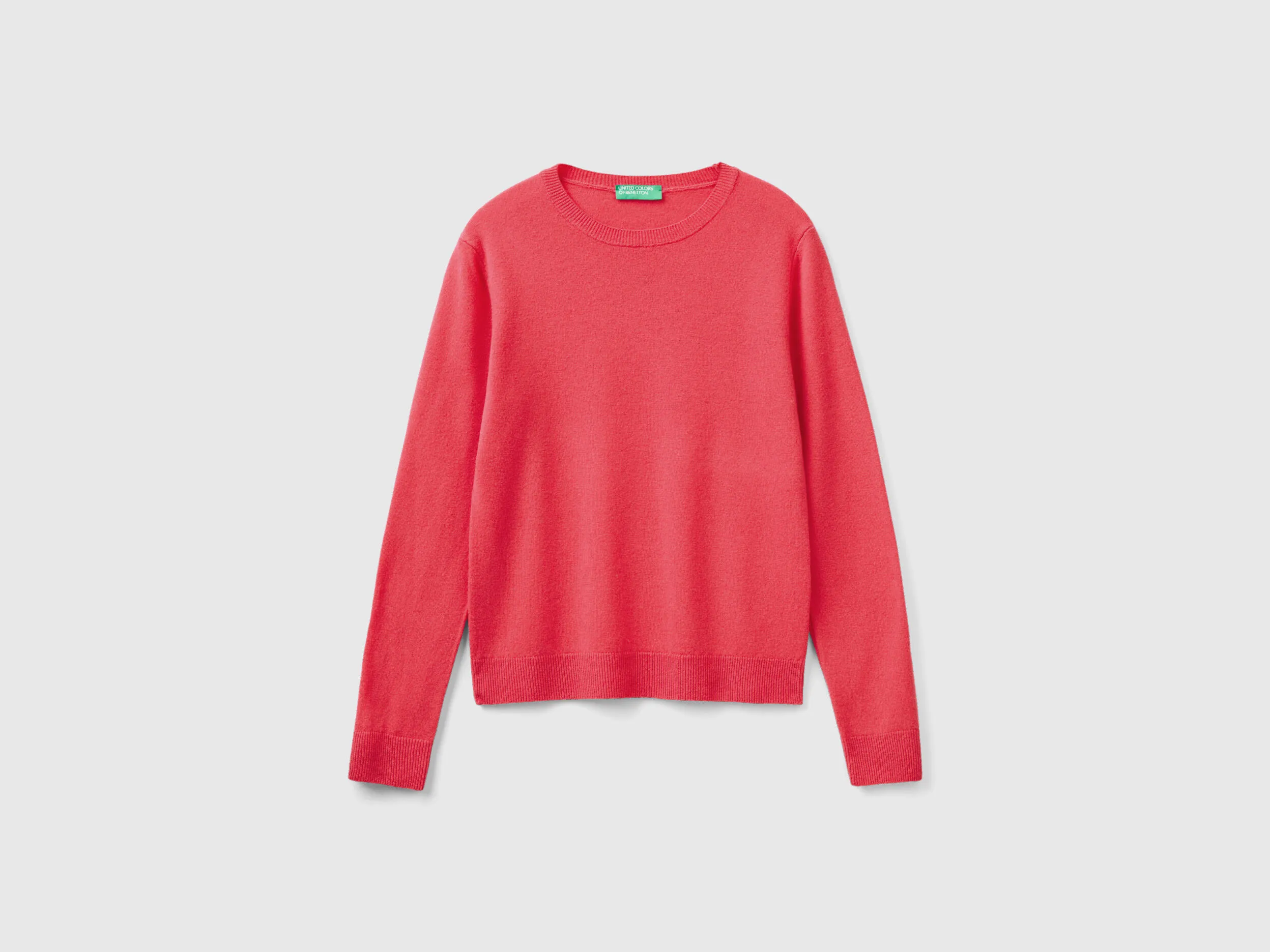 Jersey de cuello redondo fucsia de lana merina