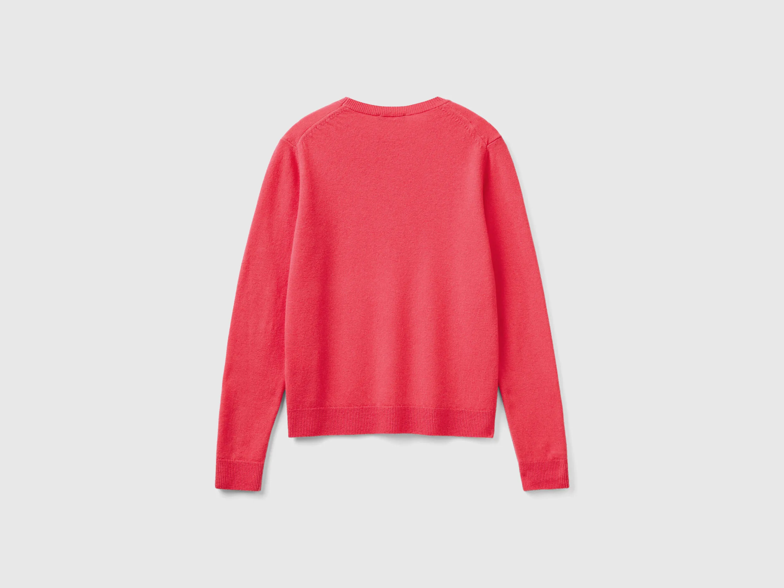 Jersey de cuello redondo fucsia de lana merina
