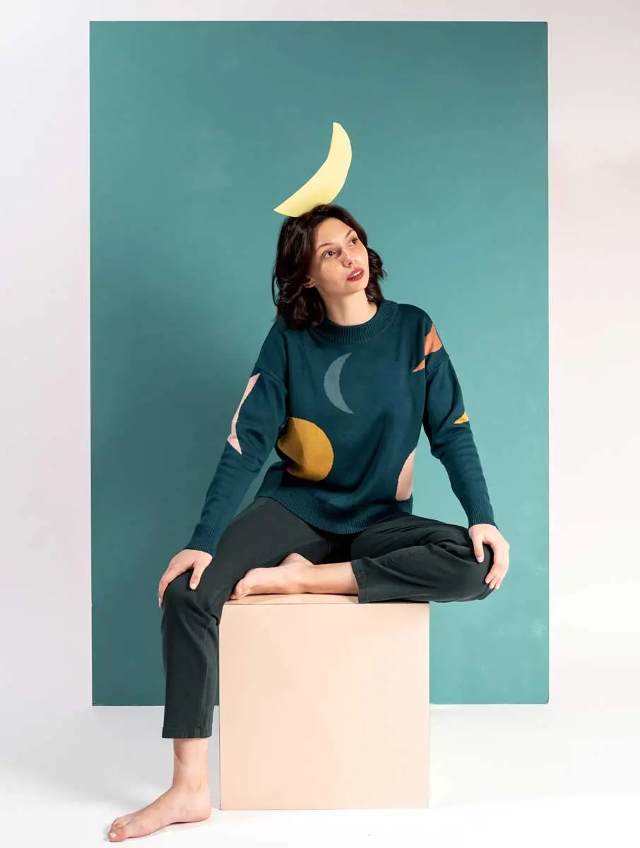 Jersey de lana estampado fases lunares