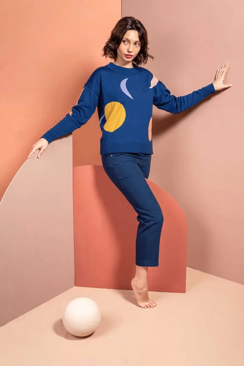 Jersey de lana estampado fases lunares