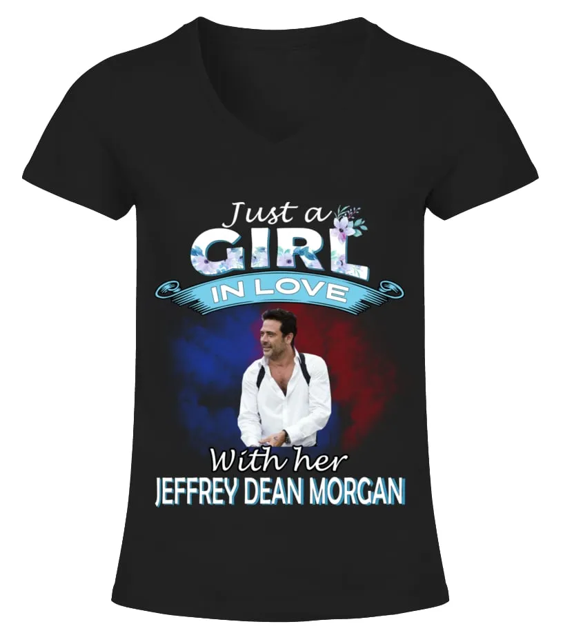 JUST A GIRL IN LOVE WITH HER JEFFREY DEAN MORGAN Camiseta cuello pico Mujer
