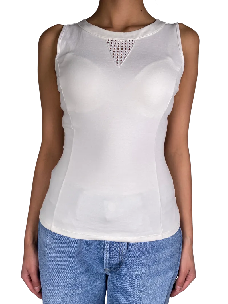 KAREN MILLEN Polera Blanca Broderie