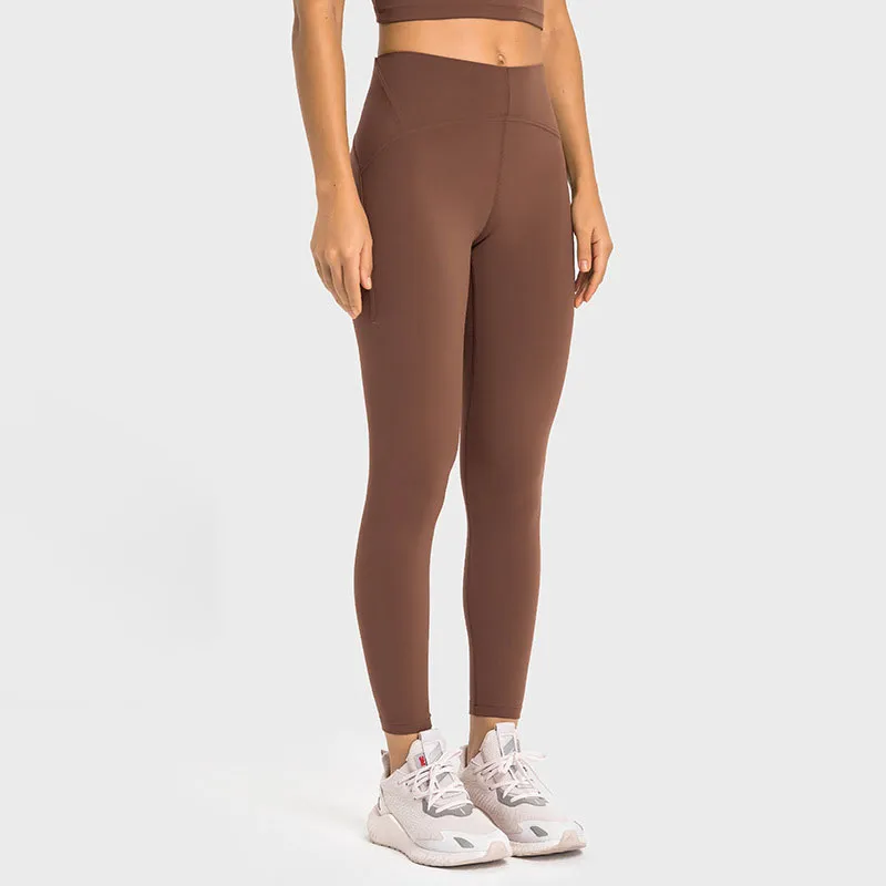 L358 PA66 Pantalones de yoga de tela de hilo de baja fricción Pantalones de chándal ajustados de gran altura para correr Legging