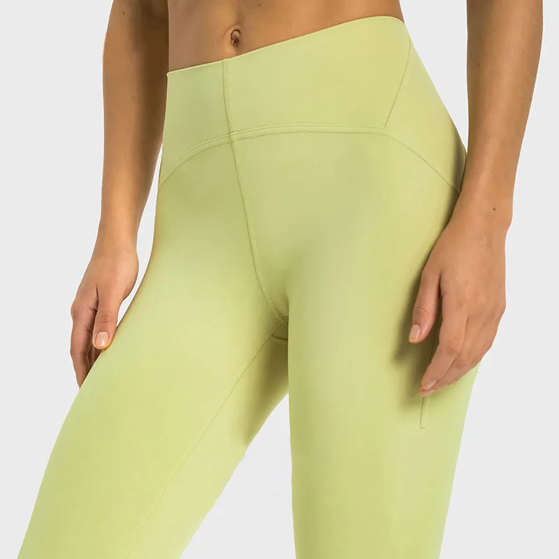 L358 PA66 Pantalones de yoga de tela de hilo de baja fricción Pantalones de chándal ajustados de gran altura para correr Legging