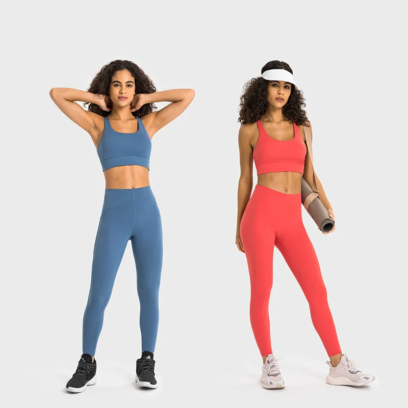 L358 PA66 Pantalones de yoga de tela de hilo de baja fricción Pantalones de chándal ajustados de gran altura para correr Legging