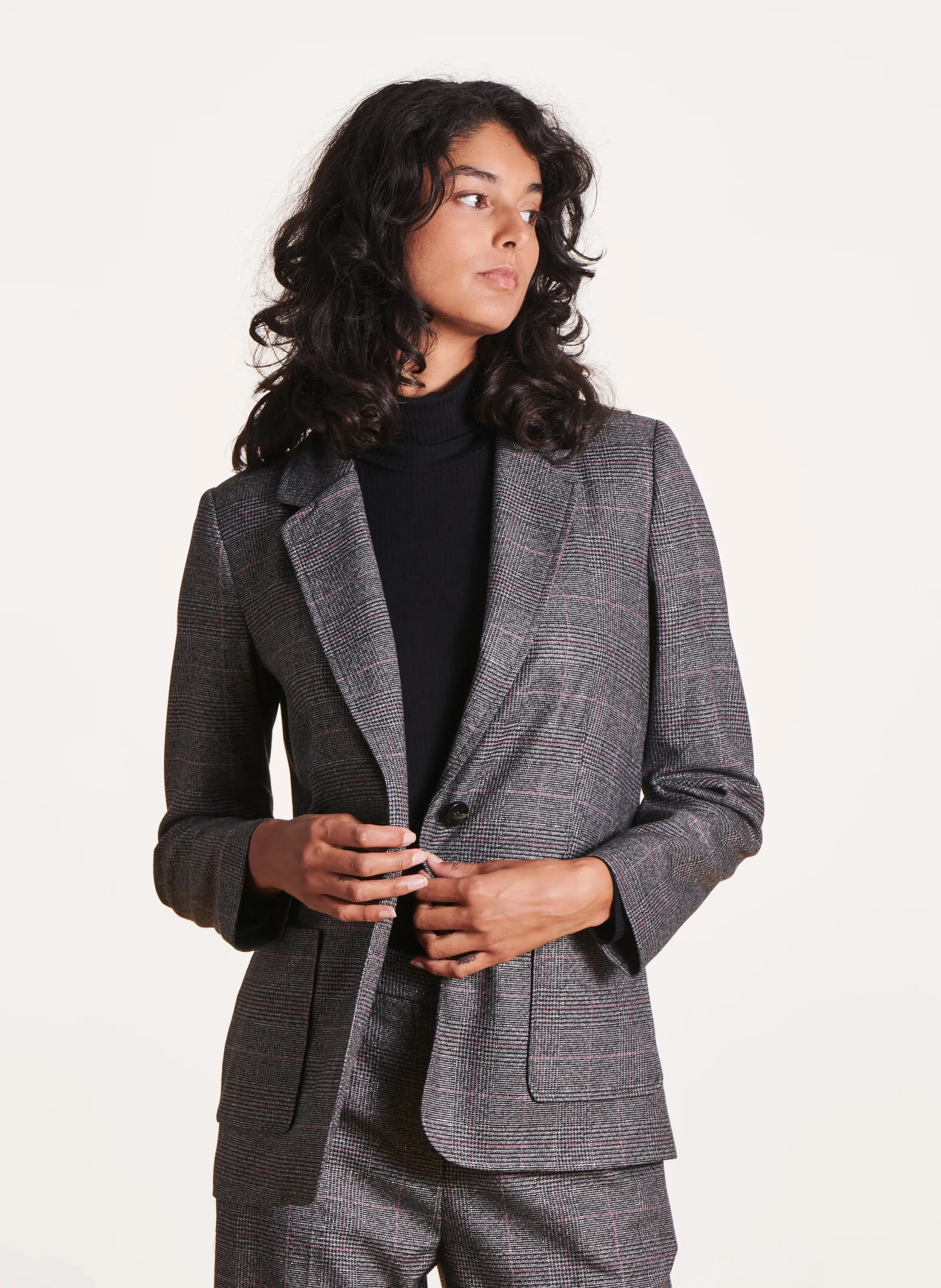 LA FEE MARABOUTEE Chaqueta sastre recta estampada en gris