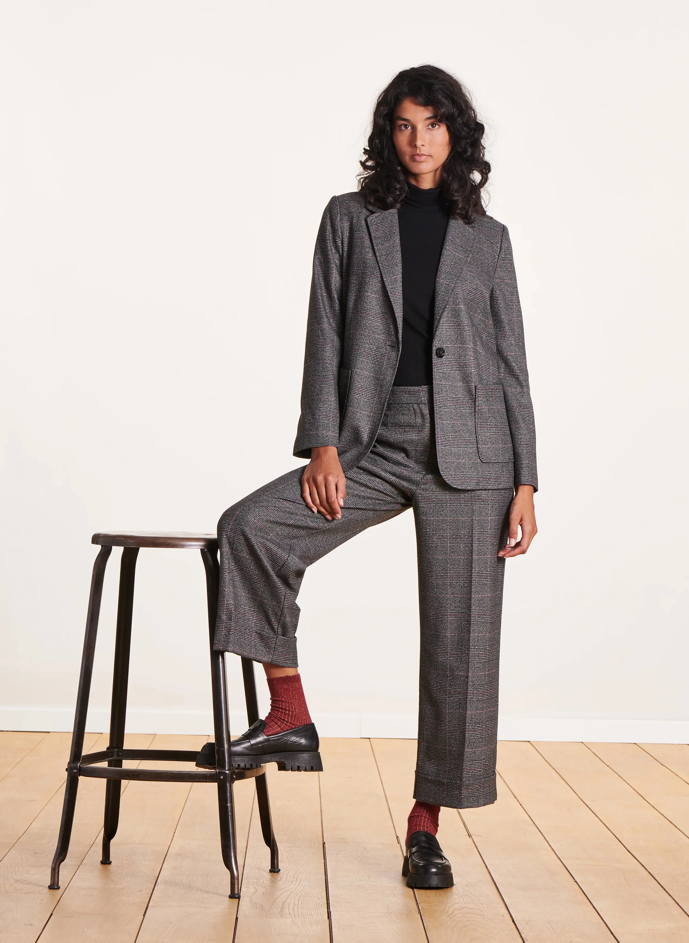 LA FEE MARABOUTEE Chaqueta sastre recta estampada en gris