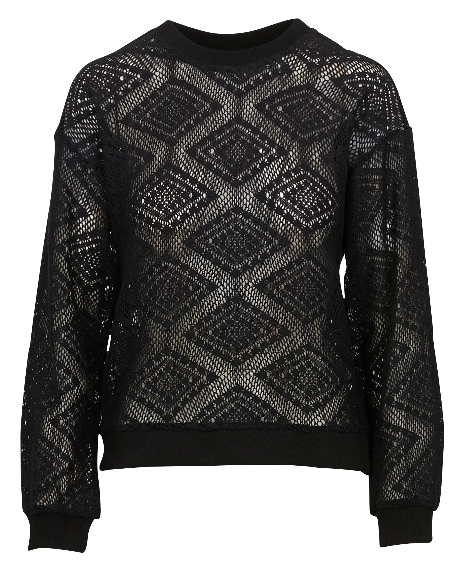 LA FEE MARABOUTEE Jersey de mezcla de algodón orgánico con cuello redondo en negro