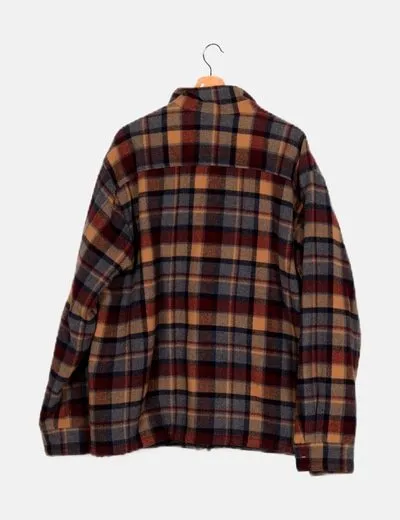 Lacoste Sobrecamisa marrón cuadros cremallera