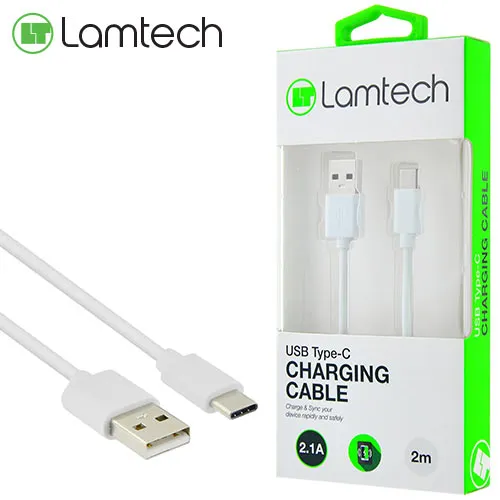 LAMTECH REGULAR USB 2.0 CABLE USBC MACHO  USBA MACHO BLANCO 2M (LAM446841)