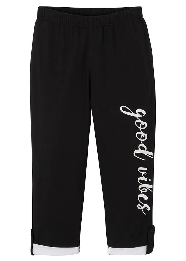LEGGINGS 3/4 DE ALGODóN ORGáNICO PARA NIñAS NEGROBLANCO
