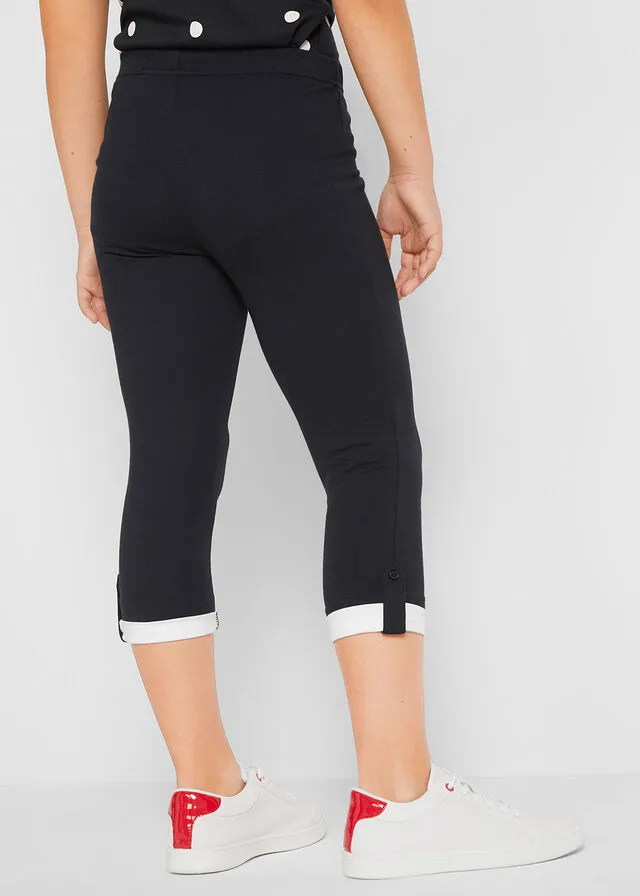 LEGGINGS 3/4 DE ALGODóN ORGáNICO PARA NIñAS NEGROBLANCO