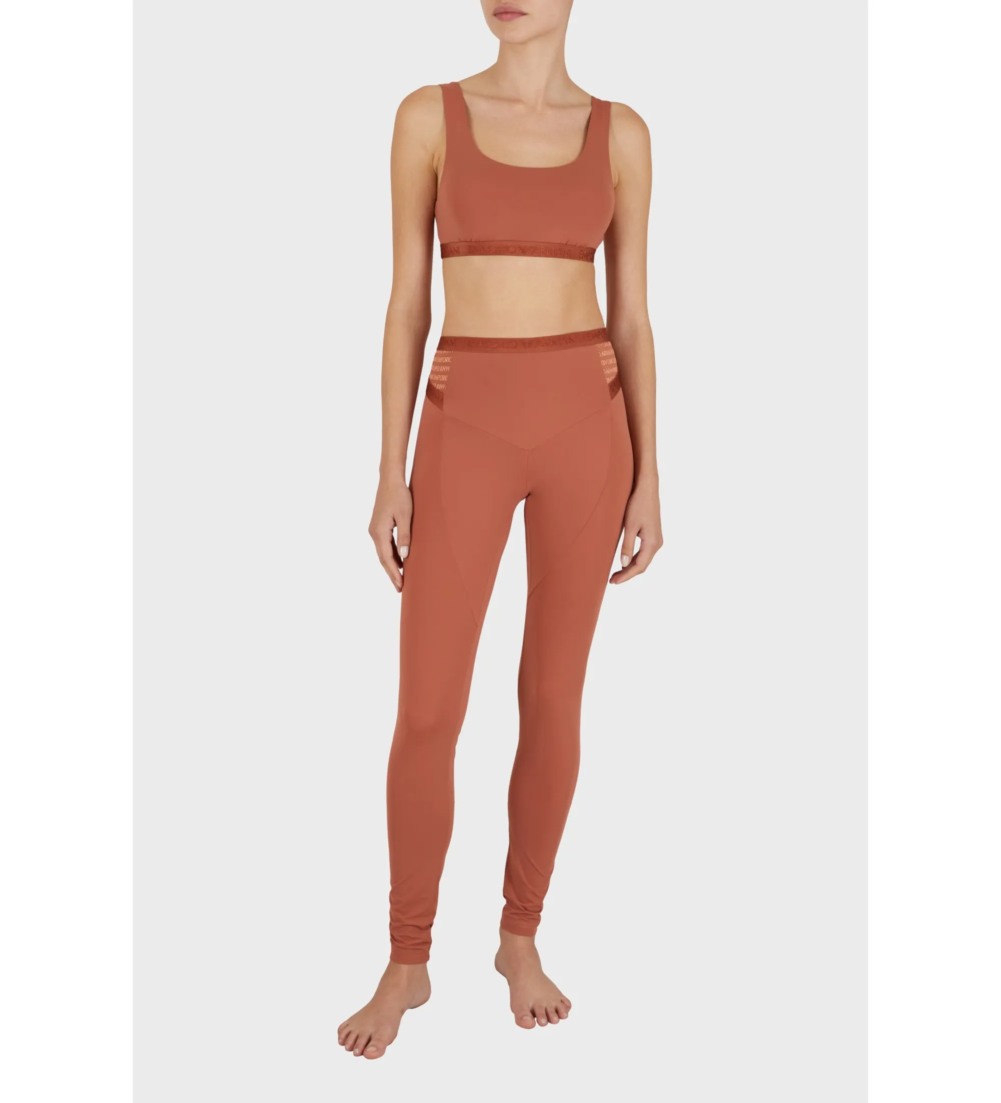 Leggings All Over Logo Mesh marrón