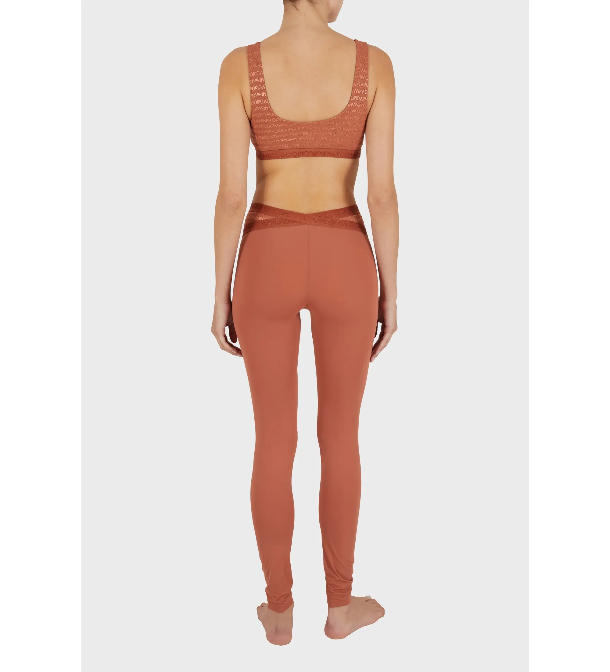 Leggings All Over Logo Mesh marrón