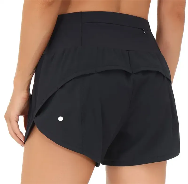 Lu Women Sports Yoga Shorts atfits de alta cintura Sportswear respirable Fitness de bolsillo de bolsillo Continúa de pantalones 
