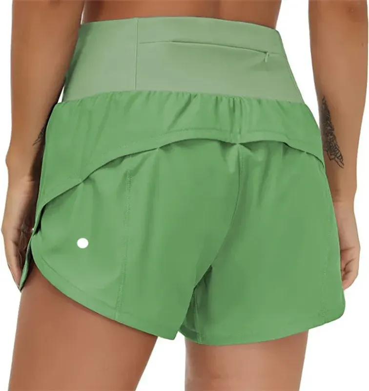 Lu Women Sports Yoga Shorts atfits de alta cintura Sportswear respirable Fitness de bolsillo de bolsillo Continúa de pantalones 