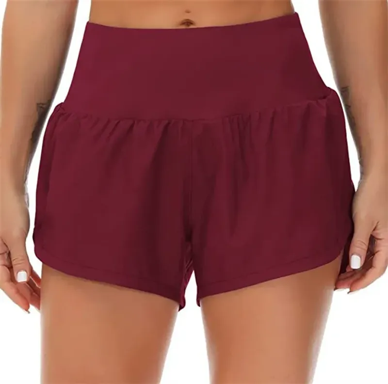 Lu Women Sports Yoga Shorts atfits de alta cintura Sportswear respirable Fitness de bolsillo de bolsillo Continúa de pantalones 