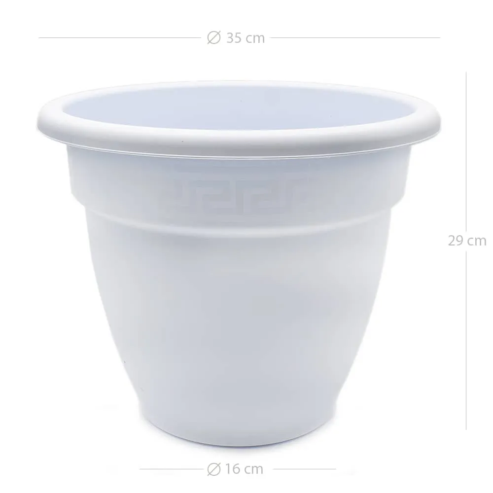 Macetero Rendondo De Plastico 35 Cm Blanco