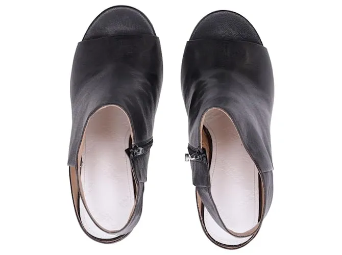 Maison Martin Margiela Botines de cuero con aberturas en cuero negro de Maison Margiela 