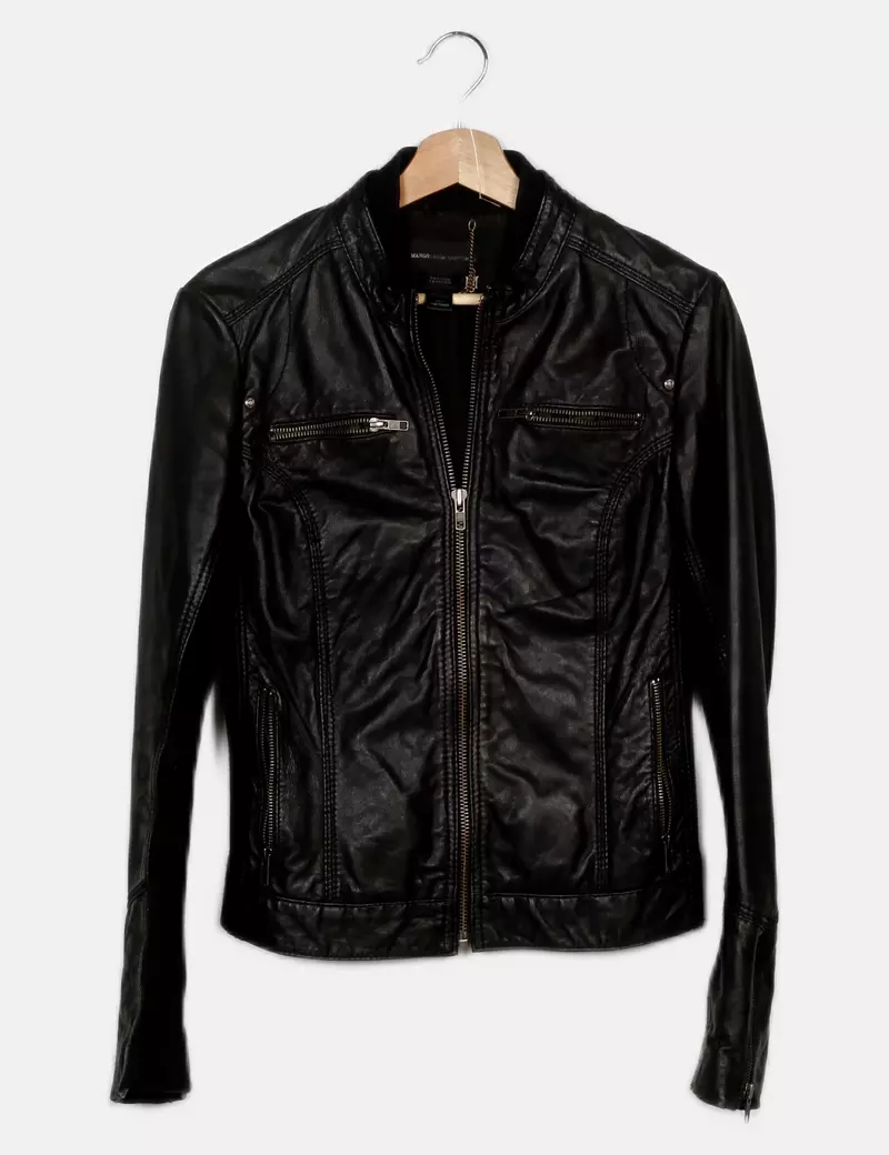 Mango Chaqueta biker Piel