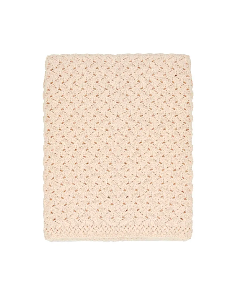 Manta Bebe Punto BONNET A POMPON Rosa