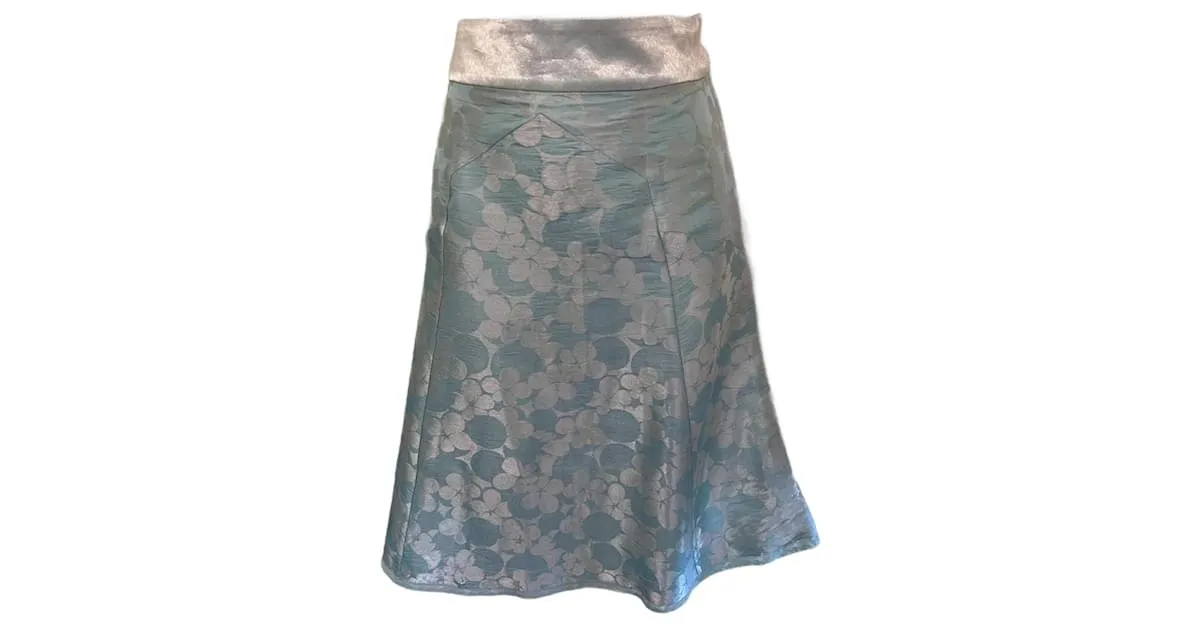 MARC JACOBS MUJER FALDA DE OCASIóN ALINE CON RIBETE DE ENCAJE DE SEDA AZUL REINO UNIDO 10 US 6 UE 38 AZUL CLARO 
