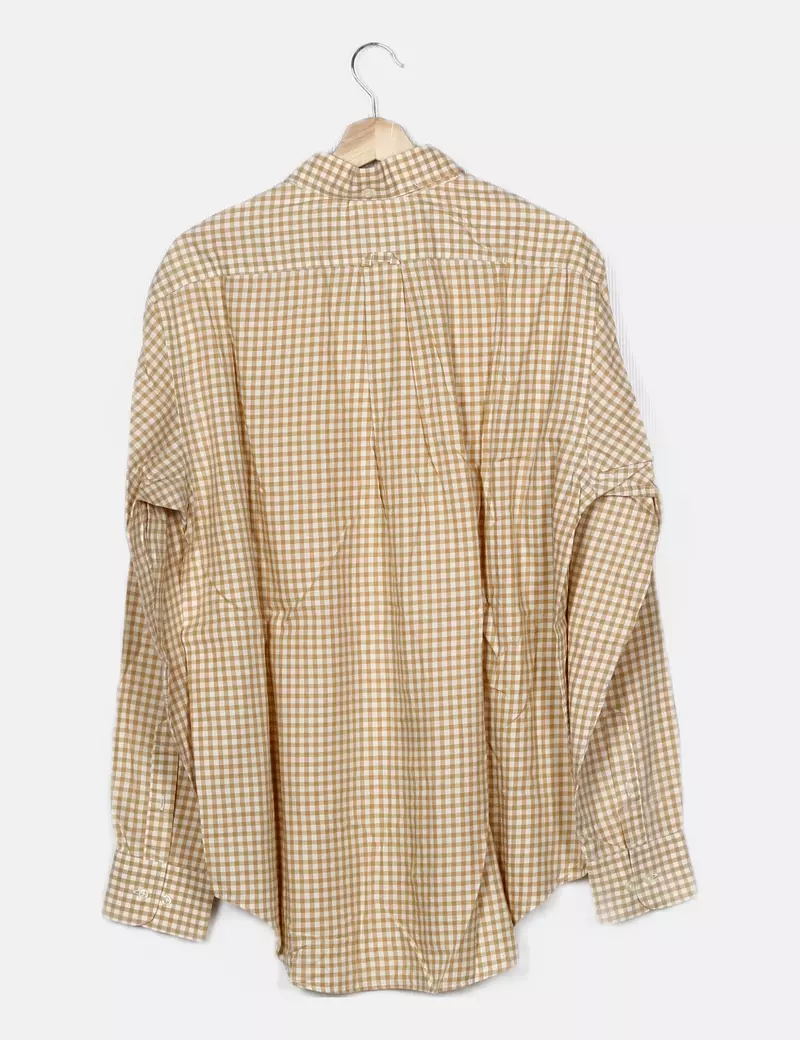 Massimo Dutti Camisa cuadros beige