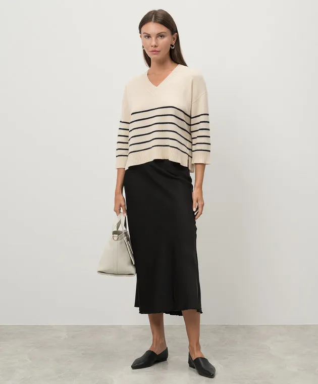 Max Mara Weekend Beige LEVA cashmere pullover with a stripe pattern