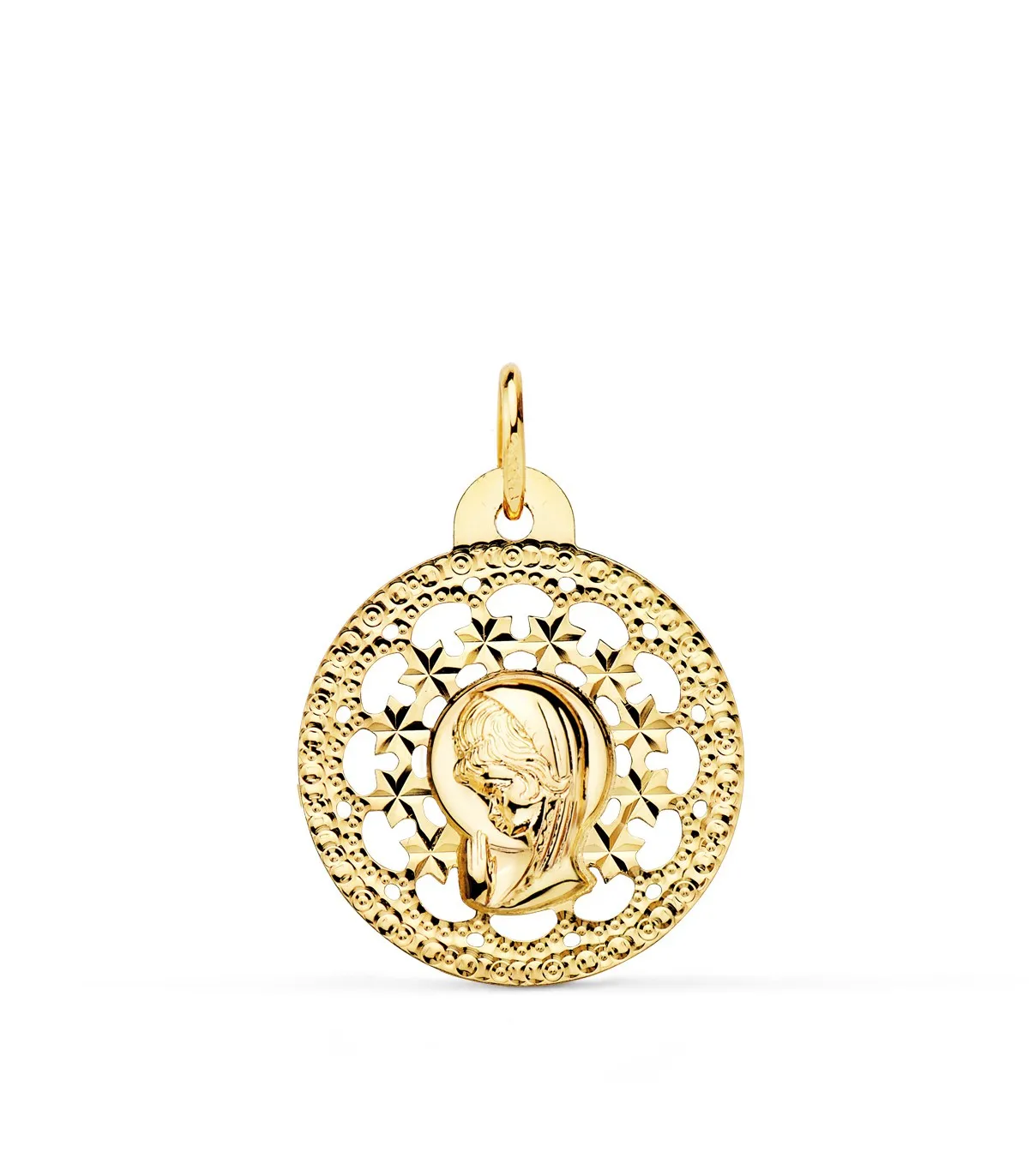 Medalla Virgen niña estrellas 18 Ktes