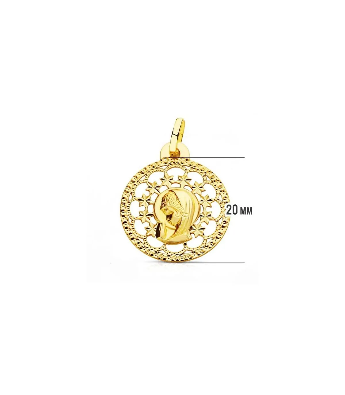 Medalla Virgen niña estrellas 18 Ktes